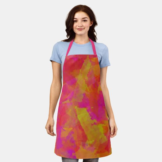 Yellow-Red Damask Schort (Gedragen)