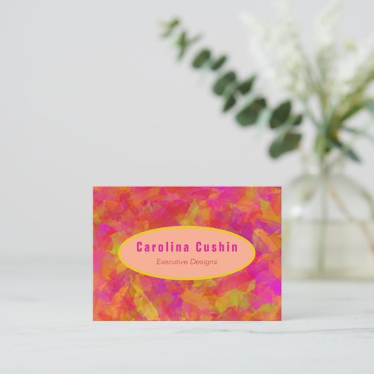 Yellow Red Damask Visitekaartje (Staand voorkant)