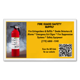 Yellow Red Fire Extinguisher Fire Safety   Magnetisch Visitekaartje