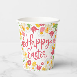 Yellow Red Floral Easter Brunch Papieren Bekers
