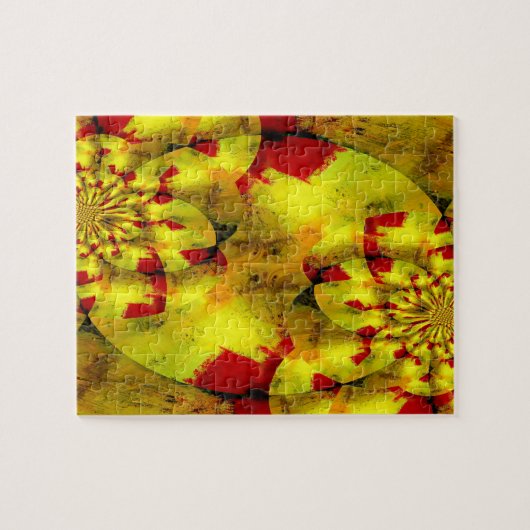 Yellow Red Fractal Geometric Abstracte Art Legpuzzel (Horizontaal)