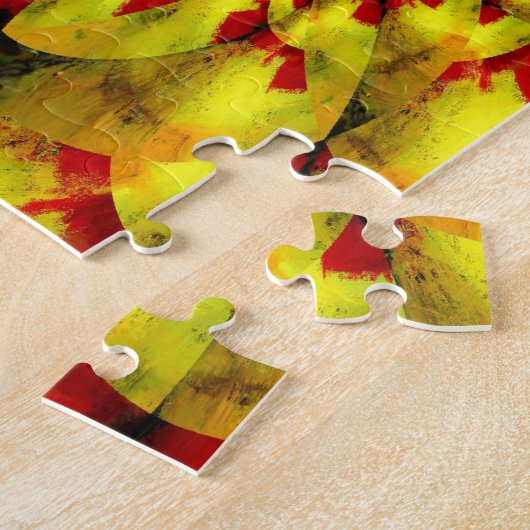 Yellow Red Fractal Geometric Abstracte Art Legpuzzel (Zijkant)