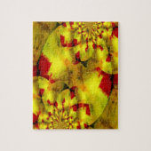 Yellow Red Fractal Geometric Abstracte Art Legpuzzel (Verticaal)