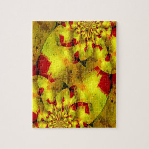 Yellow Red Fractal Geometric Abstracte Art Legpuzzel