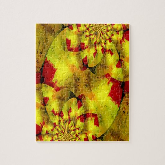 Yellow Red Fractal Geometric Abstracte Art Legpuzzel (Verticaal)