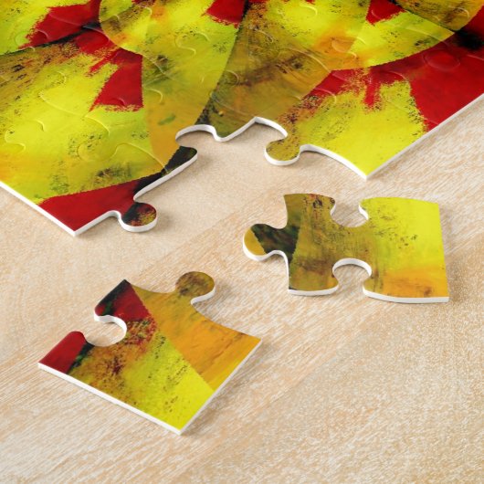 Yellow Red Fractal Geometric Abstracte Art Legpuzzel (Zijkant)