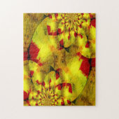 Yellow Red Fractal Geometric Abstracte Art Legpuzzel (Verticaal)