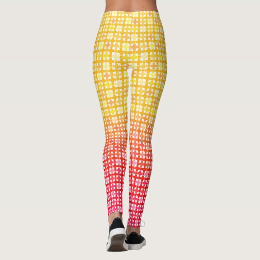 Yellow Red gradiëntvlakpatroon Leggings (Achterkant)