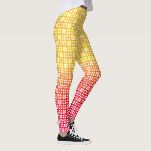 Yellow Red gradiëntvlakpatroon Leggings (Rechts)