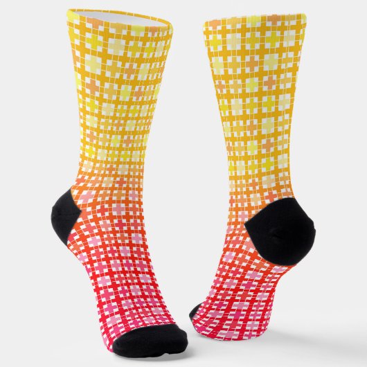 Yellow Red gradiëntvlakpatroon Sokken (Gebogen)