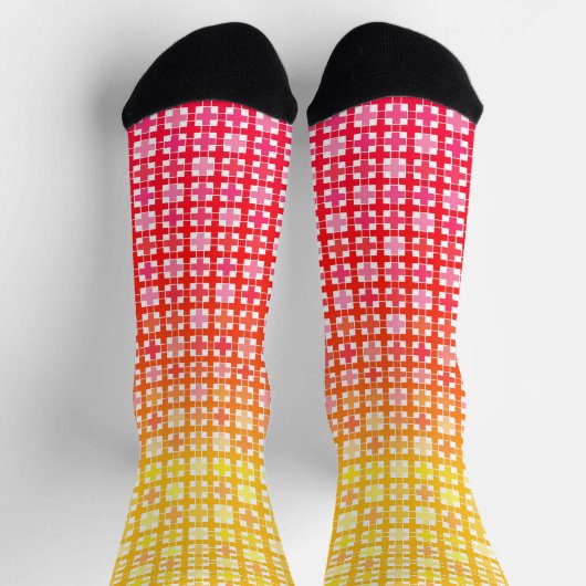 Yellow Red gradiëntvlakpatroon Sokken (Top)