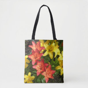 Yellow Red Green Lily Flower ontworpen Tote Bag