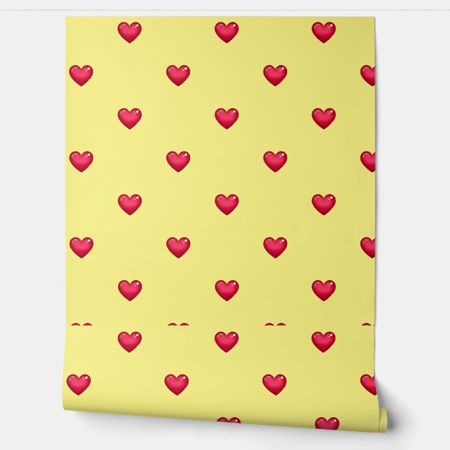 Yellow red heart Peel and Stick | Modern Behang (Afrollen)