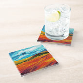 Yellow Red Hills Glazen Onderzetter (Schuin)