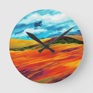 Yellow Red Hills Ronde Klok