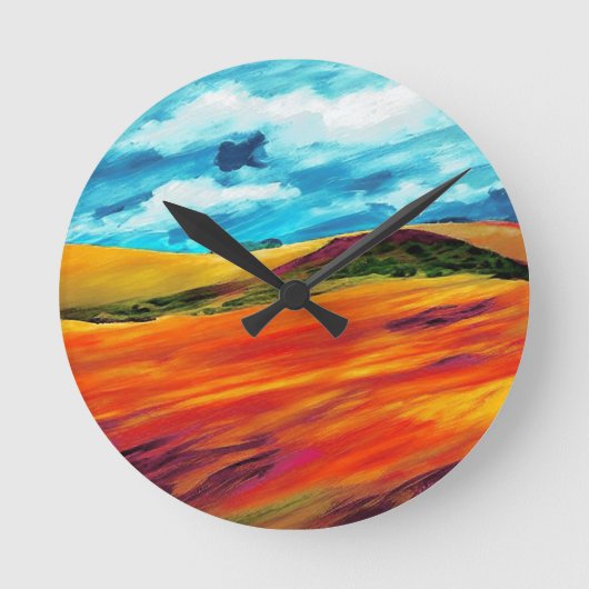 Yellow Red Hills Ronde Klok (Voorkant)