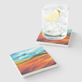 Yellow Red Hills Stenen Onderzetter (Zijkant)