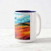 Yellow Red Hills Tweekleurige Koffiemok (Voorkant rechts)