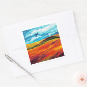 Yellow Red Hills Vierkante Sticker (Envelop)