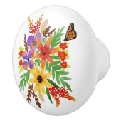 Yellow Red Paarse Waterverf Flowers Butterfly Keramische Knop (Rechts)
