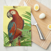 Yellow Red Parrot Buttlerfly Kitchen Tea Towels Theedoek (Quarter Fold)