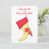 Yellow Red Poinsettia die kerstfeest stopt Kaart (Staand voorkant)