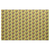Yellow Red Rooster Chicken Tiled Folk Art Fabric Stof (Yard (91,4 cm))