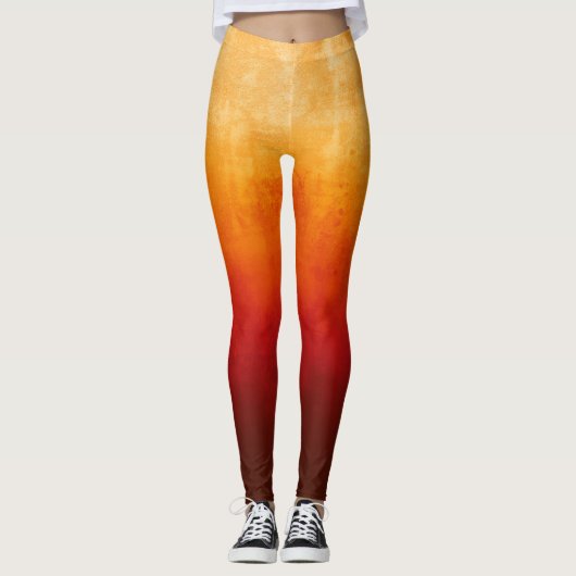 Yellow Red rustic ombre Leggings (Voorkant)