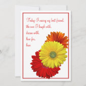 Yellow Red Sinaasappel Gerbera Daisy Wedding Invit Kaart (Voorkant)