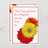 Yellow Red Sinaasappel Gerbera Daisy Wedding Invit Kaart (Voorkant / Achterkant)