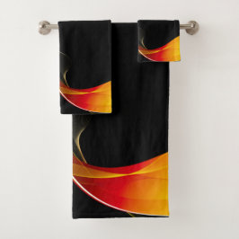 Yellow Red Smoke Curve Bath-handdoekset Bad Handdoek