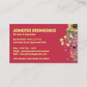 Yellow Red Sunflower Dog Cat Groomer Pet Visitekaartje (Achterkant)