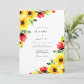 Yellow Red Sunkissed Summer Wedding Kaart (Staand voorkant)