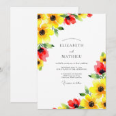 Yellow Red Sunkissed Summer Wedding Kaart (Voorkant / Achterkant)