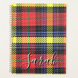 Yellow & Red Tartan Checkered Monogram Name Planner