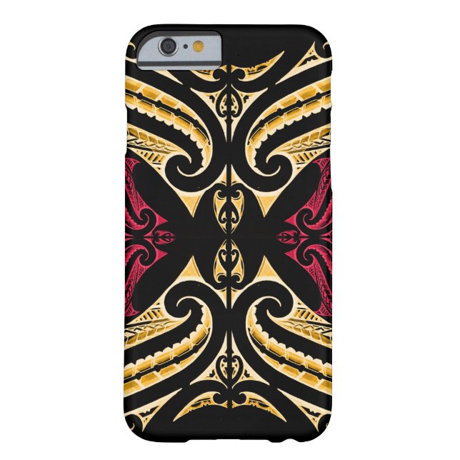 Yellow Red tribal Maori tatau tekenpolytat Case-Mate iPhone Case (Achterkant)