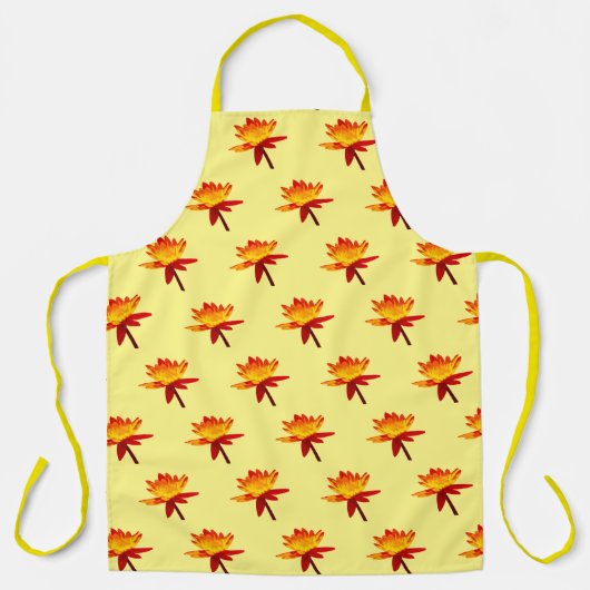 Yellow & Red Water Lily Design Schort (Voorkant)