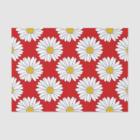 Yellow Red White Daisy Pattern Tissuepapier (Voorkant)