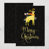Yellow Reindeer Merry kerst Light Holiday Card Feestdagenkaart (Voorkant / Achterkant)