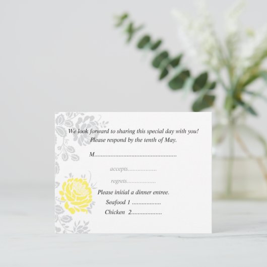 Yellow Response Card Wedding Invitation RSVP (Staand voorkant)