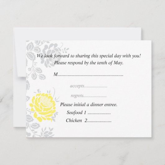 Yellow Response Card Wedding Invitation RSVP Kaartje (Voorkant)