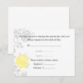 Yellow Response Card Wedding Invitation RSVP Kaartje (Voorkant / Achterkant)