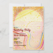 Yellow Retro  80's Theme Birthday Party Kaart (Voorkant)