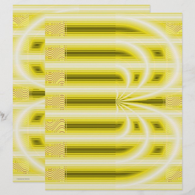 Yellow Retro Cathedral Scrapbook Paper 2-Sided Pag (Voorkant / Achterkant)