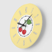 Yellow Retro Cherry Grote Klok (Hoek)