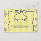 Yellow Retro Cute Diaper Raffle Lemons Baby Shower Informatiekaartje (Voorkant)