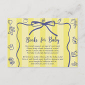 Yellow Retro Cute Illustrated Books Baby Shower  Informatiekaartje (Voorkant)