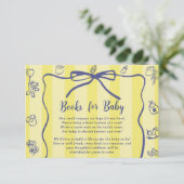 Yellow Retro Cute Illustrated Books Baby Shower  Informatiekaartje (Staand voorkant)