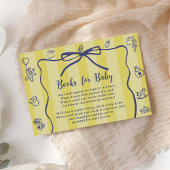Yellow Retro Cute Illustrated Books Baby Shower  Informatiekaartje