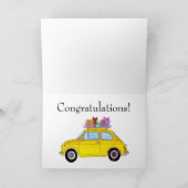 Yellow Retro Fiat 500 Birthday Kaart (Binnen)